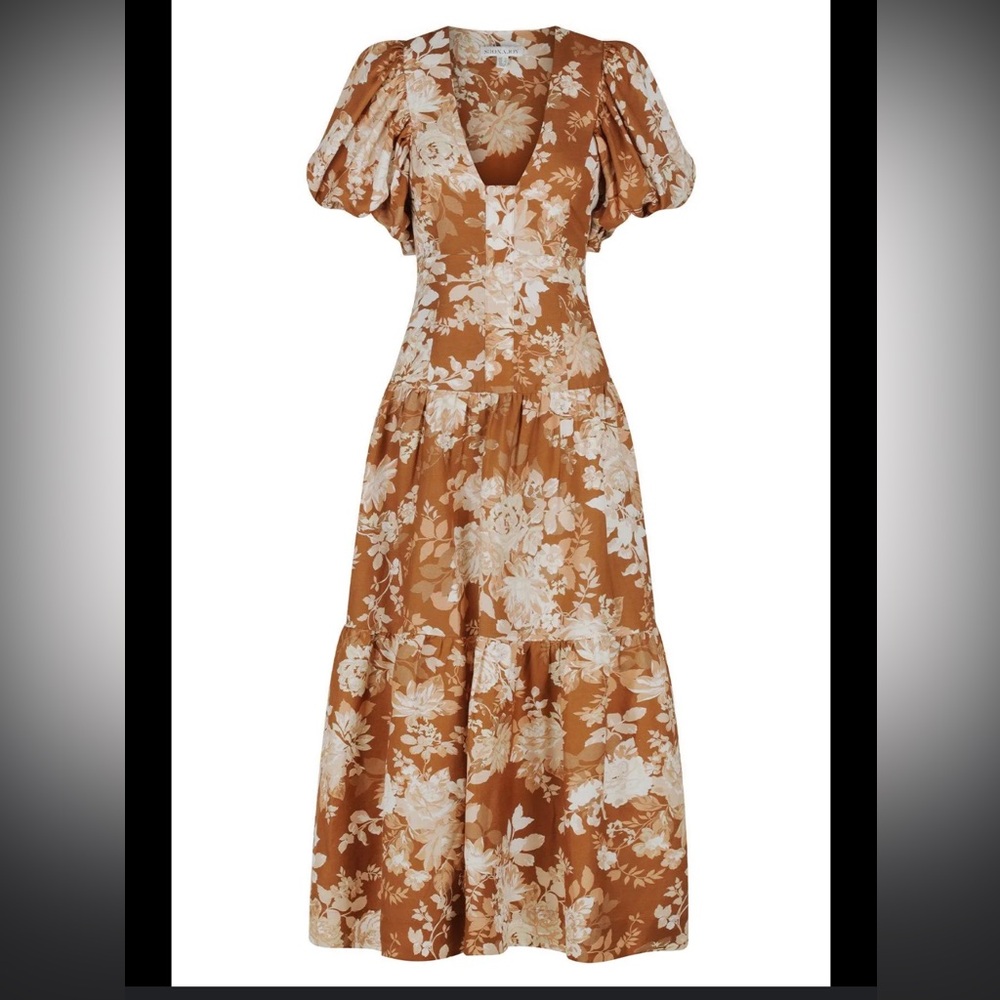 Shona Joy Brown Floral Midi Dress